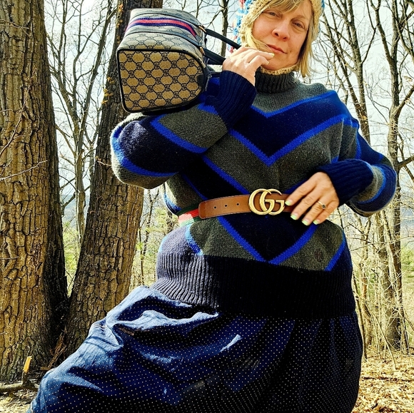 Gucci Brown and Green Belt with Gold Buckle - Picture 7 of 7